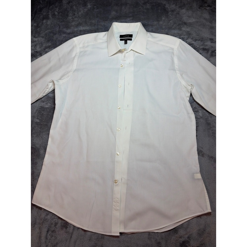 Apt. 9 Mens Slim Fit White Dress Shirt 16.5 32/33 Long Sleeve Button Down